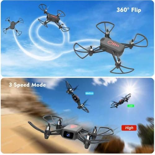 Drone with Camera for Kids 8-12 and Adults 1080P HD Mini FPV Drones with Headless Mode, 360°Flip, One-Key Take Off/Landing, Altitude Hold, Gestures Selfie, Gravity Control, 3 Speed Mode, Drone Gift Toys for Boys, Girls, Beginner Grey 4