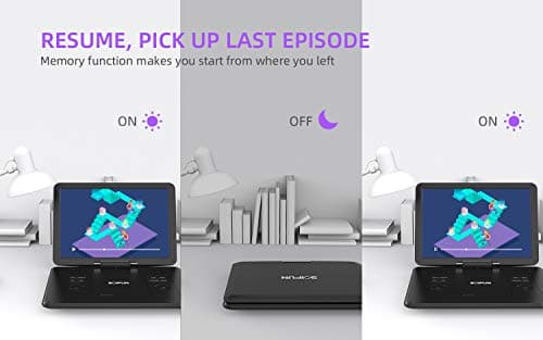 17.5" Portable DVD Player with 15.6" Large HD Screen, 6 Hours Rechargeable Battery, Support USB/SD Card/Sync TV and Multiple Disc Formats, High Volume Speaker, Black 3