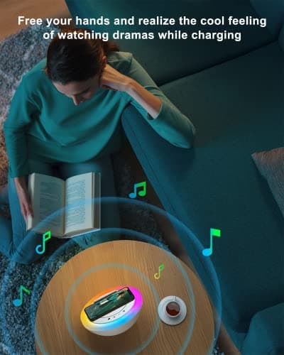 SIDVAR Bluetooth Speaker Night Lightsr,Wireless Charging Modern Speaker,Best Teenage Birthday Gift Ideas Tween Girls Gifts/Please use The Original Adapter 4
