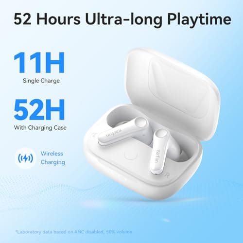 EarFun Air Pro 4 Adaptive Hybrid Noise Canceling Wireless Earbuds, Qualcomm Snapdragon Sound, aptX Lossless, 6 Mics AI CVC 8.0 Call, LDAC Hi-Res Audio, 52H Playtime, Bluetooth 5.4 (Glossy White) 4