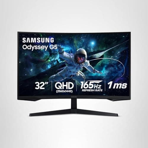 SAMSUNG 32" Odyssey G55C Series QHD 1000R Curved Gaming Monitor, 1ms(MPRT), HDR10, 165Hz, AMD Radeon FreeSync, Eye Care, Glare Free, Sharp Resolution LS32CG550ENXZA 5