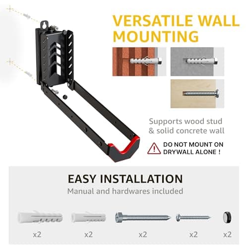 monTEK Swivel Bike Wall Mount, No Heavy Lifting Required Bike Wall Mount, Bike Hangers for Garage, Space-Saving Bike Rack Garage, Easy to Load and Unload, Bike Hanger Can Hold Up to 77 lbs 3