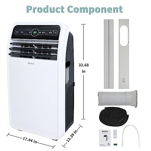 Shinco 12,000 BTU Portable Air Conditioner, Portable AC Unit with Built-in Cool, Dehumidifier&Fan Modes for Room up to 400 sq.ft, Room Air Conditioner with Remote Control, 24 Hour Timer 2