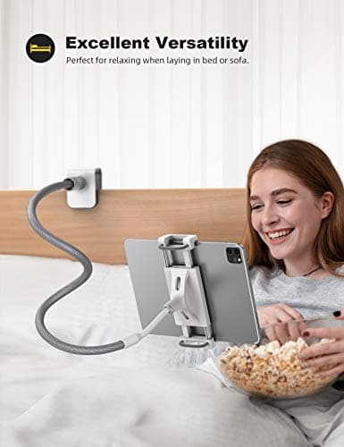 Lamicall Gooseneck Tablet Holder, Tablet Stand : Flexible Arm Clip Tablet Mount Compatible with iPad mini Pro Air, Kindle, Switch, Galaxy Tabs, More 4.7-10.5" Devices - Gray 4