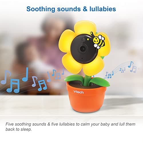 VTech RM9751 Yellow Daisy Smart Wi-Fi Baby Camera, iOS & Android Enabled, 1080p Full HD, Privacy Mode Cover, Night Light, Soothing Sounds & Lullabies, Two-way Intercom,Temperature Sensor, Night Vision 4