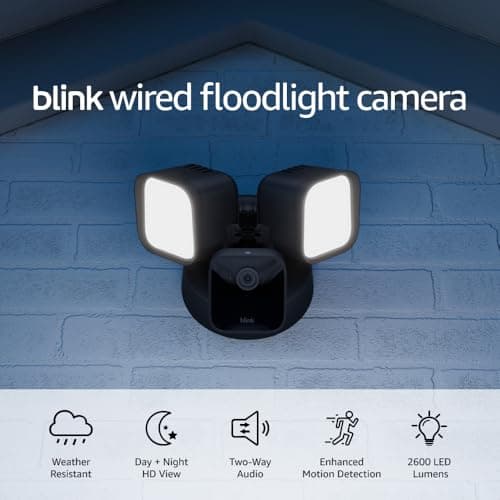 Blink Wired Floodlight Camera - Smart security camera, 2600 lumens, HD live view, enhanced motion detection, built-in siren, Works with Alexa – 1 camera (Black) 5