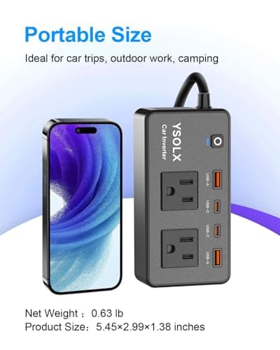 300W Car Power Inverter - YSOLX Dual DC 12V to 110V AC Car Outlet Adapter to Wall Plug, 24W Fast Charging USB-C&USB-A, Portable ​Charger Converter with for Laptops, Phones 5