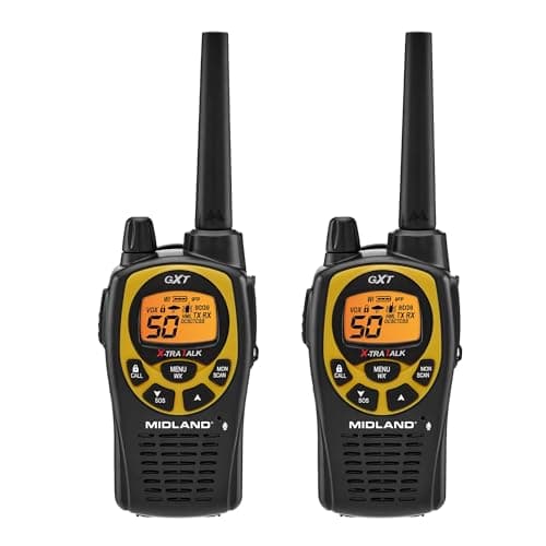 Midland GXT1030VP4 GMRS Two-Way Radio (50-Channel, Long Range, 142 Privacy Codes, SOS, NOAA, Rechargeable Nickel Battery, Black/Yellow, 2-Pack) 3
