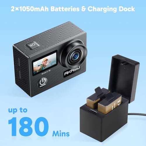 AKASO Brave 4 4K30fps 20MP WiFi Action Camera Ultra Hd with EIS 131ft Waterproof Camera Remote Control 5xZoom Underwater Camcorder with 2 Batteries and Bicycle Helmet Accessories Kit 4