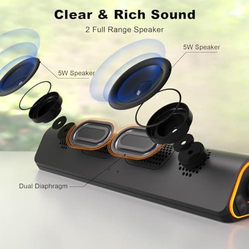 SOULION R50 Bluetooth Computer Speakers, 3.5mm PC Sound Bar for Desktop Monitor, Wired USB Powered & Colorful LED Lights with Switch Button, Surround Sound Soundbar PC Spearkers for Computer 2