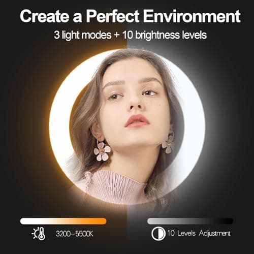 EMART 10" Ring Light with 55" Extendable Tripod Stands and Phone Holder, Dimmable LED Circle Round Light for Selfie Camera Photography/Makeup/YouTube Video/Vlogging/Live Streaming 2