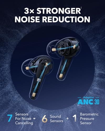Soundcore Liberty 4 Pro by Anker, Noise Cancelling Wireless Earbuds, 7-Sensor and Real-Time Adaptive Noise Cancelling, 2× Faster Charging, Studio-Level Hi-Fi Music, Clear Calls with 6 Mics and AI 2
