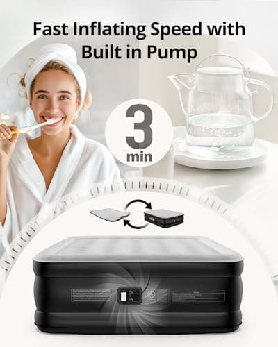 Airefina Air Mattress Queen with Built in Pump, 18 Raised Comfort Blow Up Mattress with Carrying Bag, Portable Inflatable Mattress for Guest Home, Air Bed Colchones Inflables 750 Lbs Max, 80*60*18 in 2