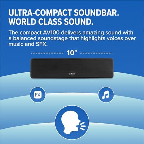 ZVOX AccuVoice AV100 Compact TV Soundbar Speaker with 6 Levels of Voice Boost, Black 5