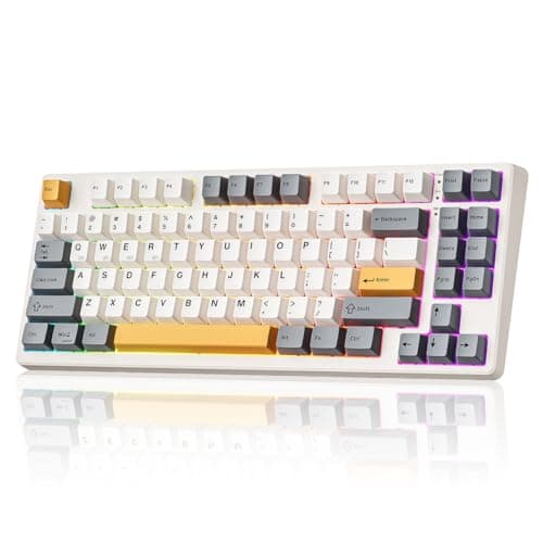Kisnt Wireless Mechanical Keyboard,Gasket Mounted with Creamy Sound,Bluetooth/2.4GHz/USB-C,Custom Hot Swappable,RGB Backlit,75% Compact Layout for Gaming/Typing/Win/Mac/PC (Retro Beige,Linear Switch) 2
