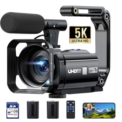 5K Camcorder Video Camera 56MP 16X Dual Lens Vlogging Camera for YouTube with WiFi & Night Vision, 3" 270° Touch Screen Cam corder - Includes 64GB SD Card, 2 Batteries, Tripod, Mic, Remote, Lens Hood
