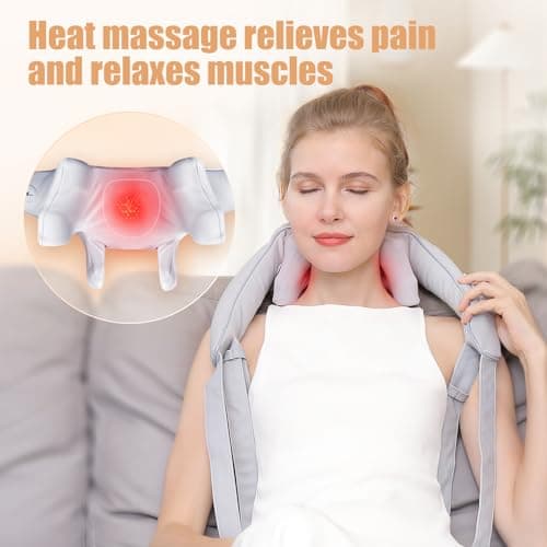 MASGRE Electric Shiatsu Back and Neck Massager, Cordless Shoulder Massager with Heat, Deep Tissue 3D Kneading Massage Pillow for Shoulder, Leg, Body Muscle Pain Relief, Gifts for Men Women 3