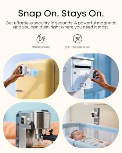 eufy Security eufyCam C35 4-Cam Kit, Wireless Security Indoor/Outdoor Camera, Magnetic Mount, Color Night Vision, Local Storage, No Monthly Fee, IP67, Facial Recognition, Solar Panel Compatible, White 2