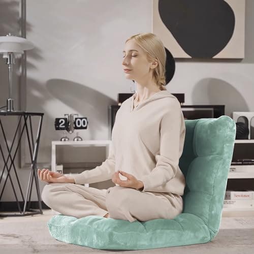 Giantex Floor Chair with Back Support, 14 Adjustable Position, Padded Sleeper Bed, Couch Recliner, Gaming Floor Chairs for Adults, Meditation, Gaming Chair Floor, Green 2