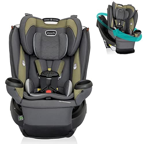 Evenflo Revolve360 Extend Convertible Car Seat with 360 Degree Rotation, Extended Rear-Facing, Forward-Facing, Booster Mode, and Secure Latch Install, Rockland Green