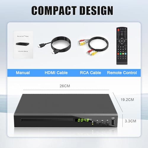 HD Blu Ray Player, Blue Ray/DVD/CD Player for TV, Play Region A/1 Blu-ray Disc and All Region DVD Discs, Blu-ray DVD Player with HDMI/AV/Coaxial Output, USB Input, Built-in PAL NTSC (Zone 1 Blu-ray) 5
