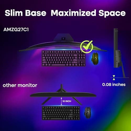 Amzfast 27 inch 200Hz Curved Gaming Monitor, FHD 1080P Computer Monitor with Built-in Speakers, MPRT 1ms with Fast VA Panel | 130% sRGB, 3000:1,1500R | 12 Months Warranty Exchange 4