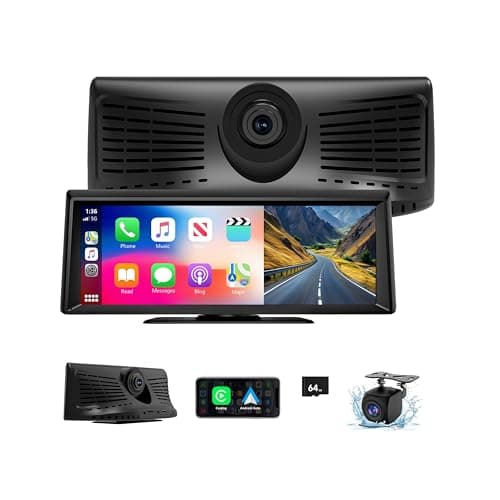 Wireless Carplay Screen for Car 2K Dash Cam, 8.1" HD Portable Car Stereo with Carplay & Android Auto, 1080P Backup Camera, Mirror Link/Bluetooth/GPS Navigation/Satellite Radio for All Vehicles