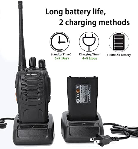 Baofeng Walkie Talkies bf-888s Long Range Two-Way Radios for Adults Rechargeable Handheld Interphone Professional UHF Communicator 3 Pack Walky Talky Set with Earpiece,Li-ion Battery and Charger 4