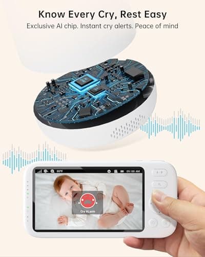 Jartoo 2K Video Baby Monitor with Camera and Audio, 1860ft Long Range Baby Monitor No WiFi 5.5" FHD Screen ANC Baby Camera Wireless, Feeding Clock, Night Vision, 2-Way Talk, AI Cry Detect, 6000mAh 3