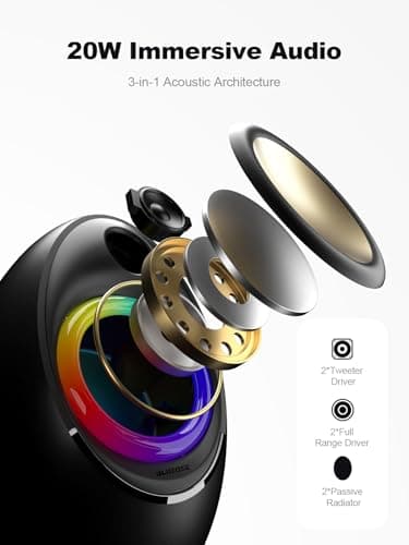 Bluedee Computer Speakers for Desktop PC, Bluetooth 5.4 Desktop Speakers with 2 Speaker Units, Dynamic RGB Light USB Speaker, USB/Type-C Powered Plug & Play PC Speakers for Desktop, Laptops, Tablet 2