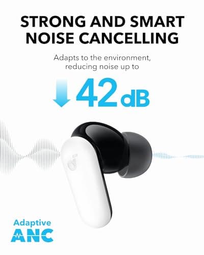 Soundcore P30i by Anker Noise Cancelling Earbuds, Strong and Smart Noise Cancelling, Powerful Bass, 45H Playtime, 2-in-1 Case and Phone Stand, IP54, Wireless Earbuds, Bluetooth 5.4 (White) 3
