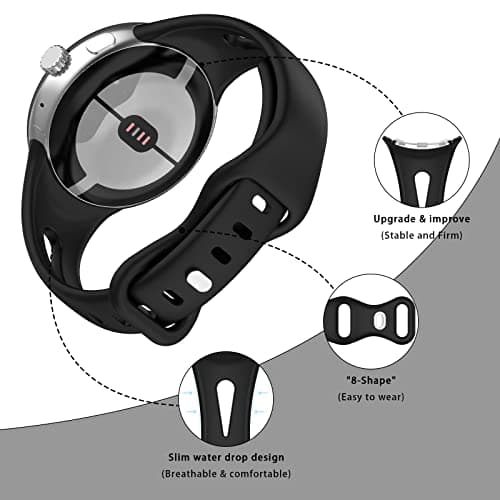 Eiavike Slim Bands Compatible with Google Pixel Watch 4 3 (41mm)/Pixel Watch 2 1, Adjustable Breathable Soft Silicone Sport Replacement Watch Band Straps Wristbands Bracelet for Google Pixel Watch 2