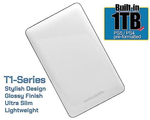 Avolusion T1 Series 1TB USB 3.0 Portable External Gaming Hard Drive - White (for PS4 / PS5 Pre-Formatted) - 2 Year Warranty (Renewed) 3