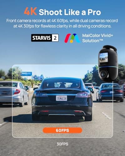 70mai Dual Dash Cam Front and Rear 4K, Car Camera for Cars with Sony IMX678, STARVIS 2 Night Vision, 4G LTE, AI Motion Detection, ADAS, 5GHz Wi-Fi 6, Parking Monitor, Voice Control (4K Omni X800) 2