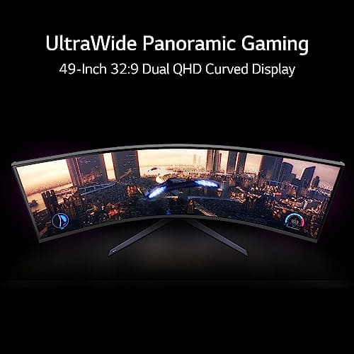 LG 49" Ultragear DQHD (5120x1440) Curved Gaming Monitor, 240Hz, 1ms, VESA DisplayHDR 1000, HDMI 2.1, DisplayPort, 4-Pole HP Out DTS HP:X, AMD FreeSync Premium Pro, Tilt/Swivel/Height Stand, Black 2