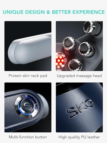 SKG Cordless Neck Massager for Pain Relief Deep Tissue Vibration Foldable Travel Massager,Portable 9D Neck Massager for Office Gifts for Men and Women 5