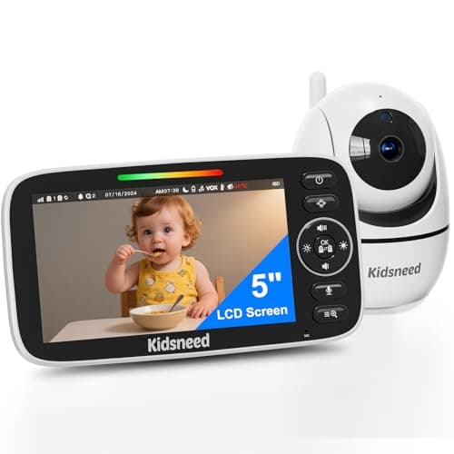 Baby Monitor with Camera and Audio – 720P Baby Camera No WiFi, 5 inch Screen,48 Hours Battery Life, Night Vision, Remote Pan& Tilt& Zoom，Two-Way Talk, Lullabies, Thermal Monitor, 1000ft Range