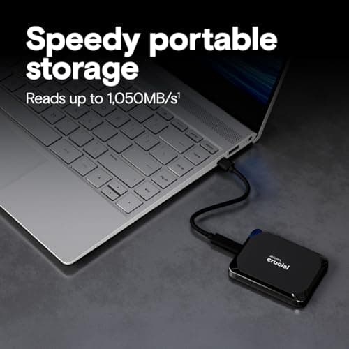 Crucial X9 2TB Portable SSD, Up to 1050MB/s, USB 3.2 USB-C, External Solid State Drive, Compatible with Windows, Mac, & Android, Reliable Storage for Games, Files, & Backups, Black - CT2000X9SSD902 2