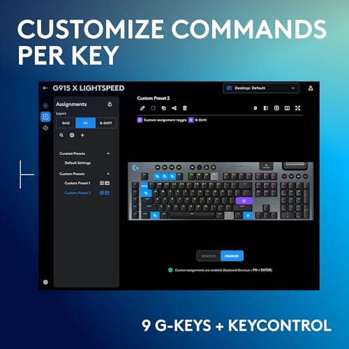 Logitech G915 X Lightspeed Wireless Mechanical Gaming Keyboard, Double-Shot PBT Keycaps, Fully Programmable Keys, RGB Backlit Mac/PC Gaming Keyboards, Aluminum Finish, GL Linear Switches, Black 3