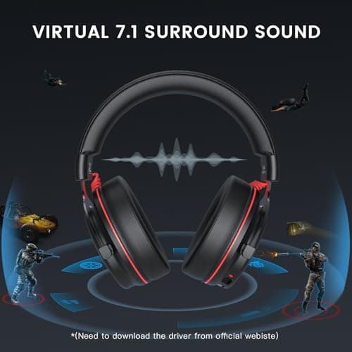 EKSA E900 Pro USB Gaming Headset for PC - Computer Headset with Detachable Noise Cancelling Mic, 7.1 Surround Sound, 50MM Driver - Headphones with Microphone for PS4/PS5, Xbox One, Laptop, Office 2
