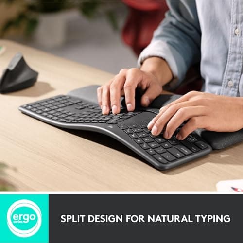 Logitech ERGO K860 Wireless Ergonomic Keyboard - Split Keyboard, Wrist Rest, Natural Typing, Stain-Resistant Fabric, Bluetooth and USB Connectivity, Compatible with Windows/Mac, Black 3