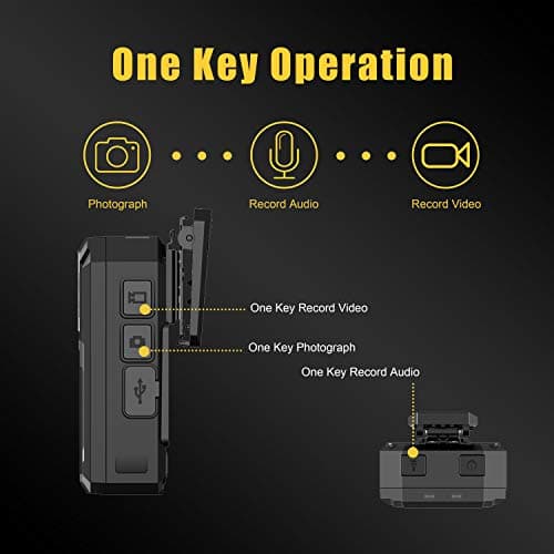 Aolbea P100 2K Police Body Camera 64GB Body Cam 12 Hours Continuous Recording USB-C Infrared Night Vision Waterproof Shockproof Lightweight Data-encrypt for Law Enforcement Record 3