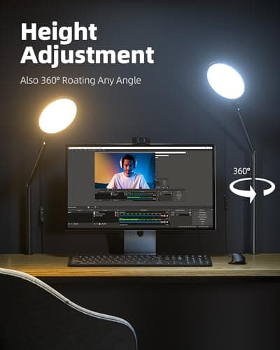 Weilisi 10.2" Desk Ring Light with Stand for Video Call, Ring Light for Desk with Clamp, 360° Rotate & Flexible Height Desk Light, Adjust Arm Desk Lamp for Home Office, Podcast, Gaming, Recording 3