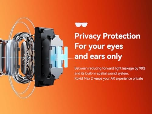 Rokid Max 2 AR Glasses Silver, 215" Micro-OLED Display, 50° FOV, 600 Nits Brightness, Compatible with Mobile Phone, Steam Deck, ROG, Ipad, Mac Immersive Wearable Display for Gaming & Entertainment 5