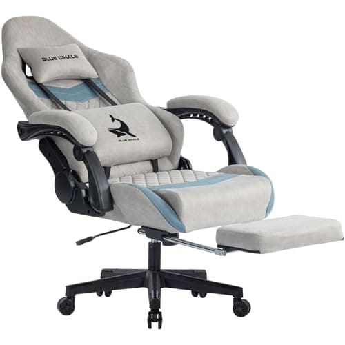 Blue Whale Gaming Chair for Adult 350lbs Computer Chair with Adjustable Lumbar Support Headrest and Footrest Large Size Reclining Gaming Chair Big and Tall Linkage Armrest