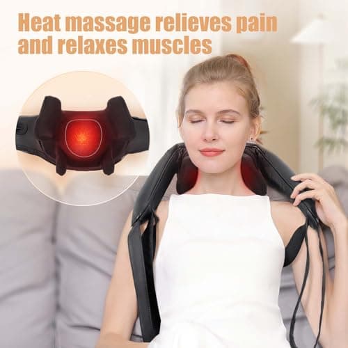 MASGRE Shiatsu Back and Neck Massager, Cordless Shoulder Massager with Heat, Electric Deep Tissue 3D Kneading Massage Pillow for Shoulder, Leg, Body Muscle Pain Relief, Gifts for Men Women 3