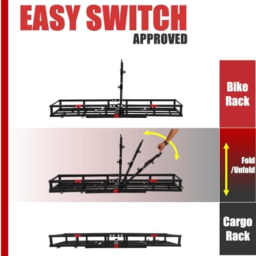 Hitch-Mount Bike Rack for Ebike Heavy-Duty - Comes with Cargo Carrier Fits 2 Electric Fat-Tire Mountain Bicycles Fits 2" Receiver for Car Trailer SUV Truck RV Minivan 5