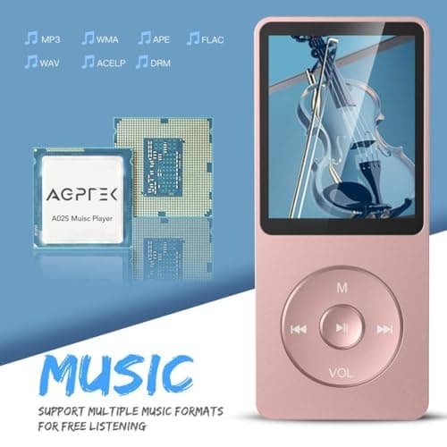 AGPTEK A02S 16GB MP3 Player, 70 Hours Playback Lossless Sound Music Player, Supports up to 128GB, Rose Gold 3
