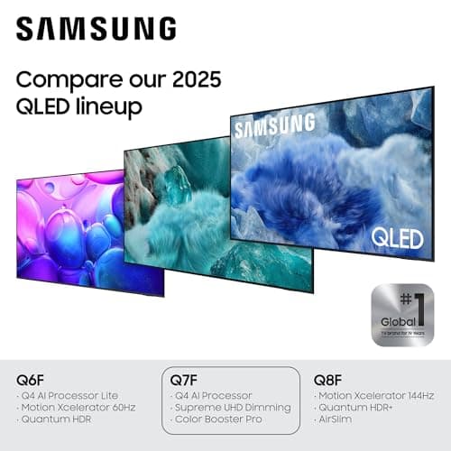 Samsung 43-Inch Class QLED Q7F Series Samsung Vision AI Smart TV (2025 Model, 43Q7F) Quantum HDR, Object Tracking Sound Lite, Q4 AI Gen1 Processor, 4K upscaling, Gaming Hub, Alexa Built-in 5