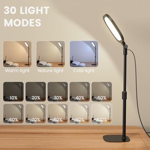 Video Conference Lighting for Zoom Meeting, Ring Light for Desk with Flexible Stand, 30 Light Modes Desk Lamps for Home Office, Desk Light & Memory Function for Zoom Lighting, Video Streaming, Drawing 4